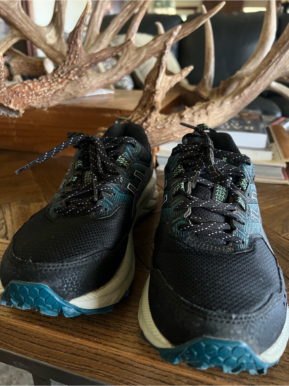 Asics Black Teal Trail Running Sneakers
